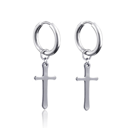 New Punk Stainless Steel Chain Hoop Earrings for Women Men 2021 Trendy Goth Pop Hip Hop Pendants Ear Jewelry Accessories Earring