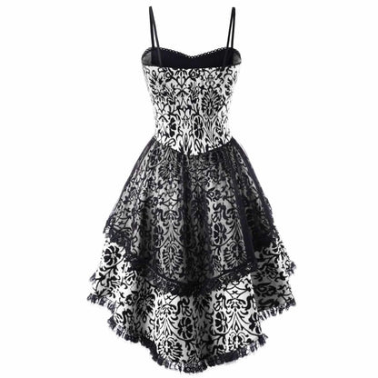 Plus size gothic Victorian corset dress with lace details, steampunk skirt, and masquerade gown style for elegant occasions