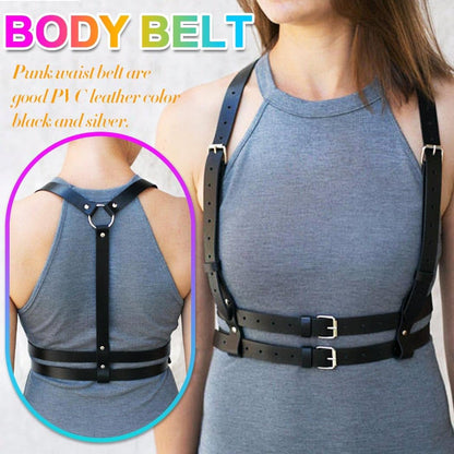 Leather Body Harness Belt Fashion Black Waist Belts Punk Adjustable Body Accessories for Women