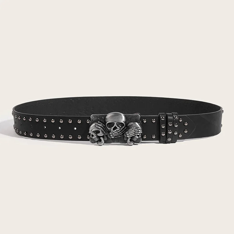 Desinger Belts for Women High Quality Luxury Brand Punk Goth Rivet Black Jeans Unisex Men Belt Paw Skull Buckle Waistband Man