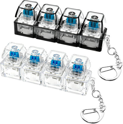2-Pack 4-in-1 Keyboard Fidget Toy Keychains – Stress Relief Clicker Buttons for Relaxation (Clear Black)