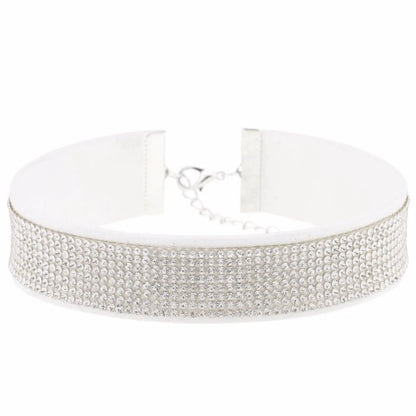 Trendy Harajuku crystal choker necklace with gothic black PU leather collar for punk fashion enthusiasts.