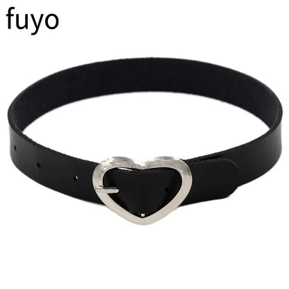 Black punk choker necklace with rivets, goth leather collar jewelry ideal for parties and clubs, from PressureDen.store.