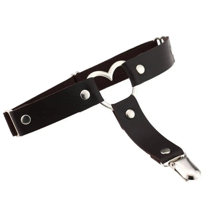 Punk Goth PU Leather Elastic Garter Belt Leg Thigh Ring Suspender Stockings Belt Leg Chain Harness Heart Body Jewelry