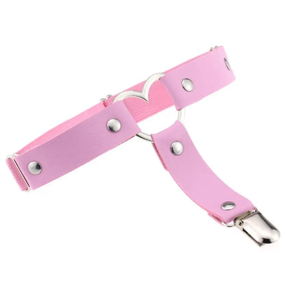 Punk Goth PU Leather Elastic Garter Belt Leg Thigh Ring Suspender Stockings Belt Leg Chain Harness Heart Body Jewelry