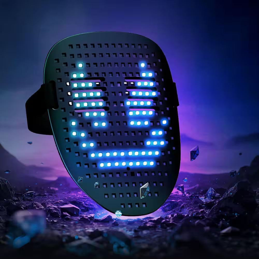 Transform Your Look with the LED Gesture Sensing Glow Mask - Perfect for Halloween, Raves, and Masquerades!