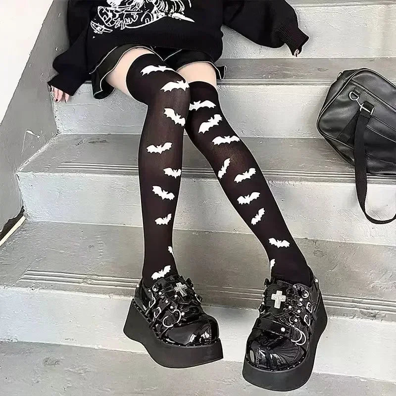 Gothic Big Spider Silk Stockings - Vintage Dark Fishnet Pantyhose for Emo & Alternative Styles