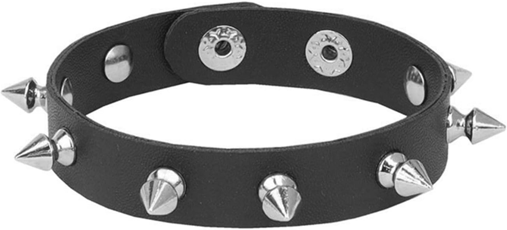 Black faux leather choker necklace with a silver FFFFF chain, stylish gothic fashion accessory by Tosmifairy.