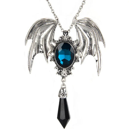 Gothic dragon bat eagle heart rose pendant necklace with intricate metal design, unisex costume jewelry for men and women.