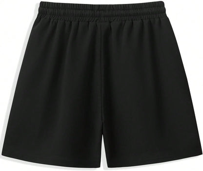 Men's Gothic Cross Graphic Workout Shorts by VIPWOLF, black drawstring track shorts with Gothic cross design for running and gym.