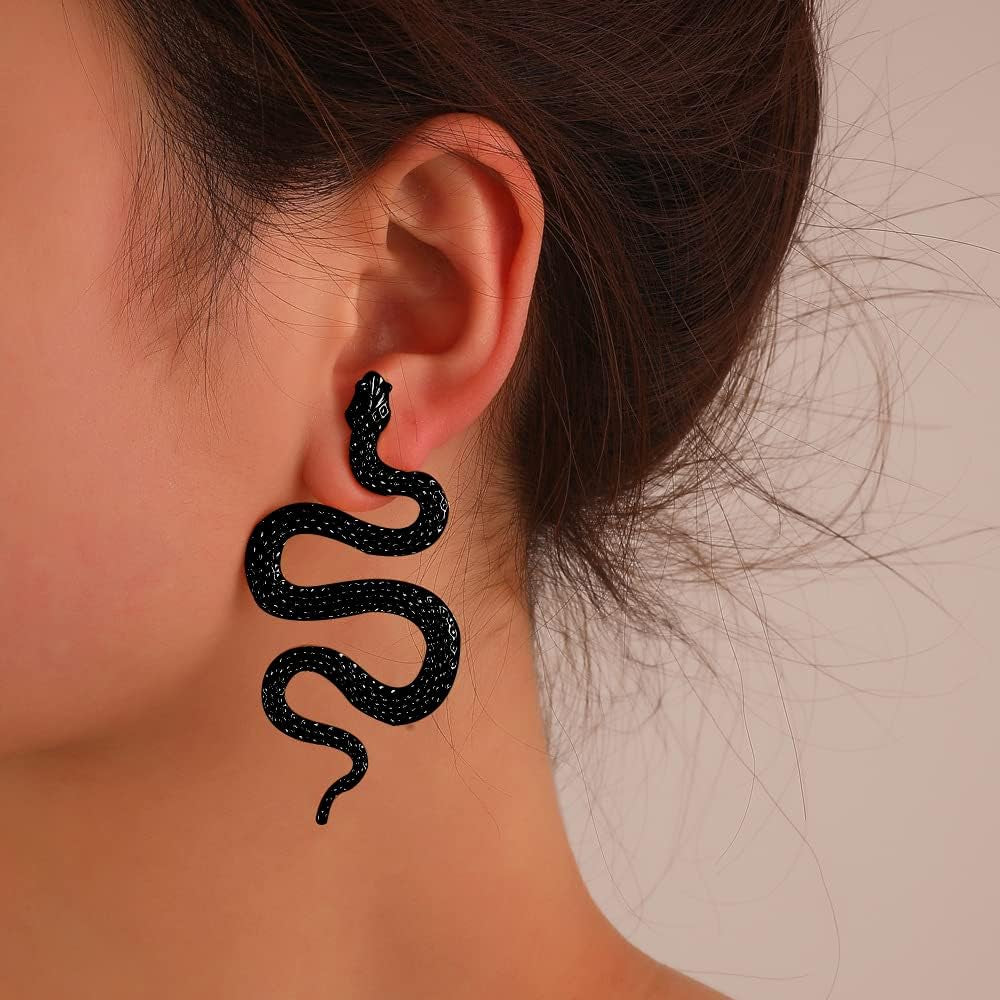 Snake Earrings for Women Dangle Halloween Jewelry Snake Accessories Black Gothic Goth Earrings Punk Sperpent Edgy Grunge Earring Halloween