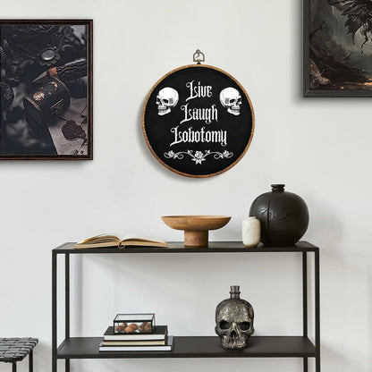 Gothic Wall Decor,Funny Humor Goth Home Decor,Live Laugh Lobotomy Sign for Gothic Decor,Dark Black Wall Art Hanging for Bedroom,Kitchen,Bathroom,Office