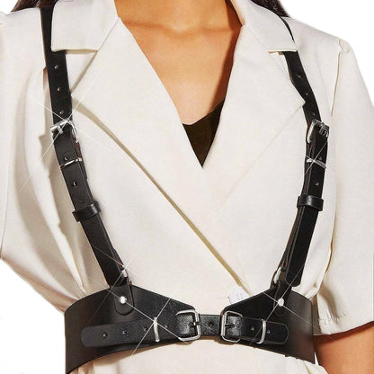 Punk Women Waist Belts PU Leather Fashion Body Chain Belt Rave Halloween Accessories Belt Adjustable Goth