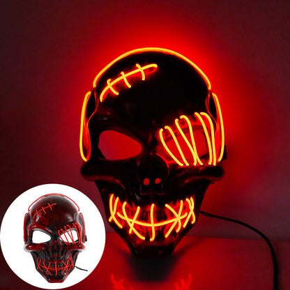 Glowing One-Eyed Pirate Mask for Halloween - LED EL Wire Cosplay Mask for Spooky Parties and Festivals