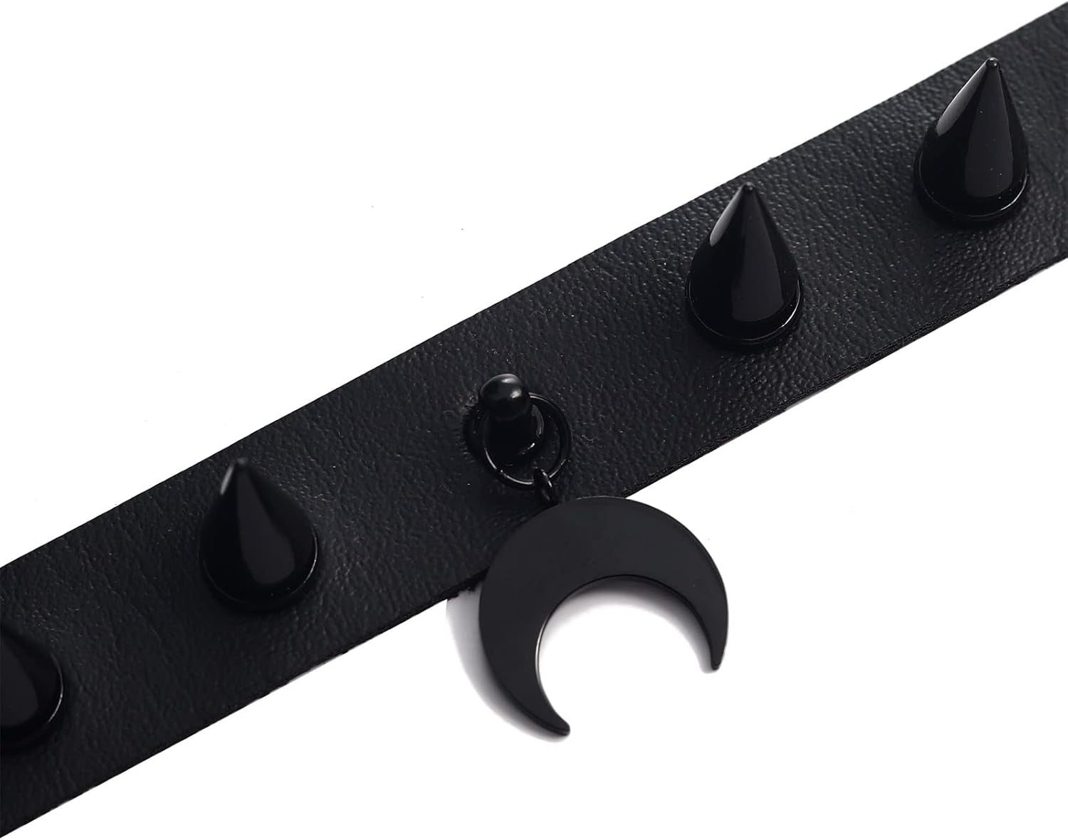 Goth Choker Necklaces for Women Leather Collar Spiked Chokers Moon Cross Pendants Cosplay Gothic Accessories