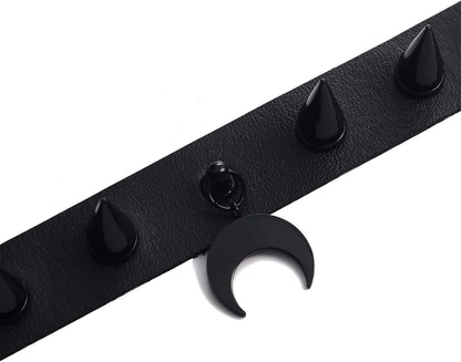 Goth Choker Necklaces for Women Leather Collar Spiked Chokers Moon Cross Pendants Cosplay Gothic Accessories