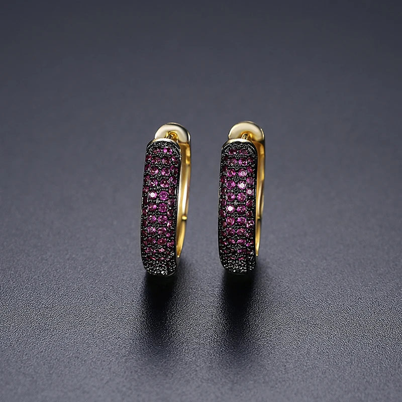 Charm Hip Hop CZ round Hoop Earring for Men Goth Black Cubic Zirconia Iced Cut Crystals Korean Fashion Trendy Accessories