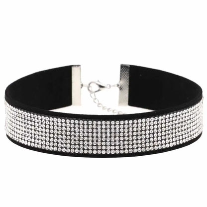 Trendy Harajuku crystal choker necklace with gothic PU leather collar, perfect for punk fashion enthusiasts.