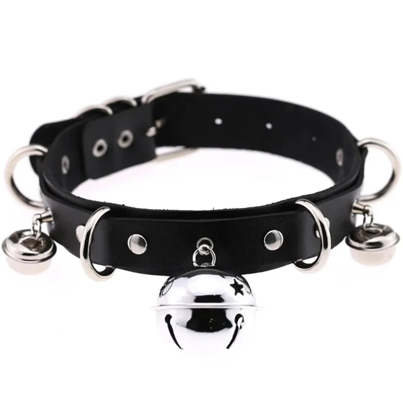 Harajuku sexy heart rivets PU leather goth punk choker necklace with chunky Y2K style for trendy girls.