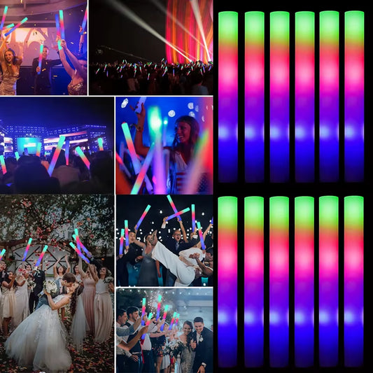 Vibrant 15/30 Pcs LED Glow Sticks - Colorful RGB Cheer Tubes for Parties, Weddings, and Events!