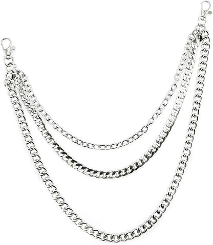 Pants Chain Trousers Chain Belt Chain Wallet Chain Pocket Chain Hip Hop Punk Jeans Chain Key Chain Goth Accessories for Eboy Egirl Women Men (Silver Chain/3)