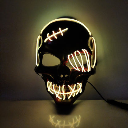 Glowing One-Eyed Pirate Mask for Halloween - LED EL Wire Cosplay Mask for Spooky Parties and Festivals