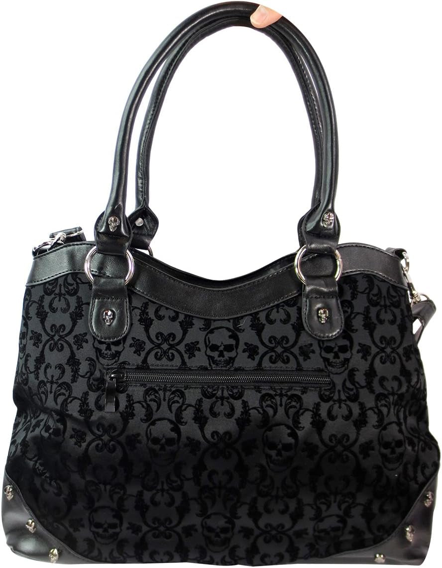 Large black Gothic steampunk ribcage skeleton cameo handbag with shoulder strap, featuring intricate dark design and vintage-inspired details.