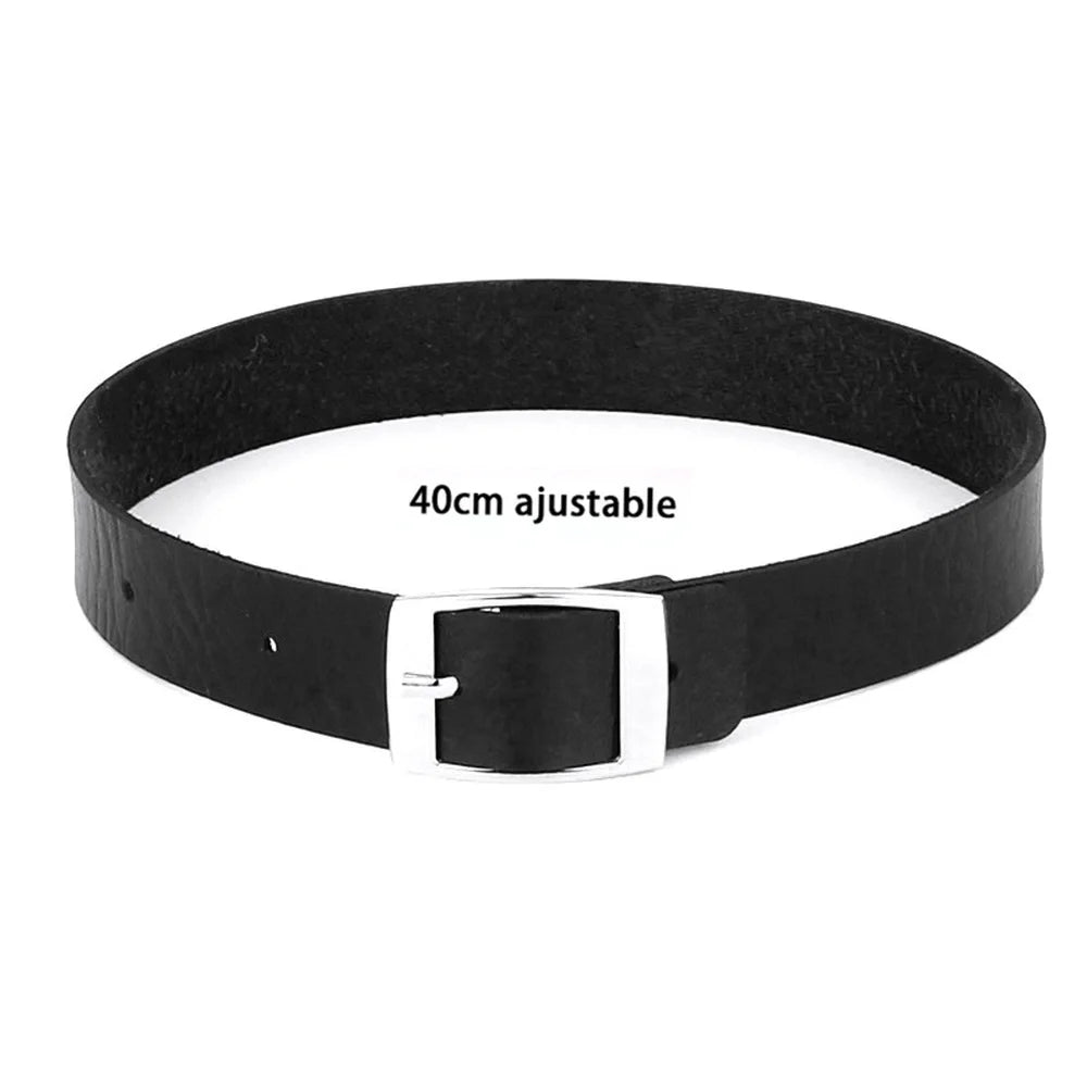 Vintage Sexy Harajuku Black Belt Collar Choker Necklace PU Leather Goth Choker Punk Gothic Necklace for Women Men