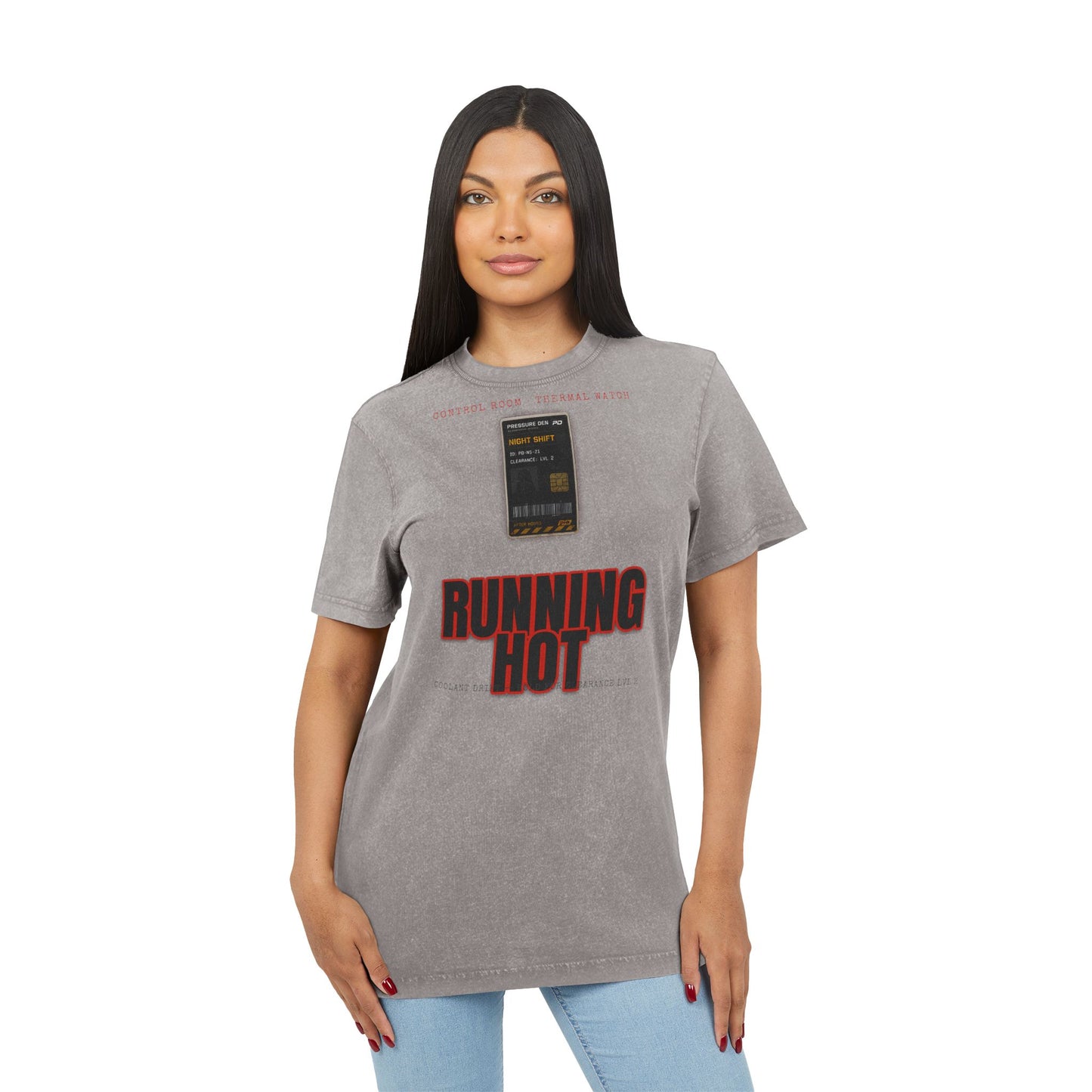 RUNNING HOT Acid Washed Round Neck Tee