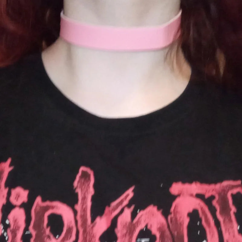 Vintage Sexy Harajuku Black Belt Collar Choker Necklace PU Leather Goth Choker Punk Gothic Necklace for Women Men