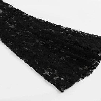 Gothic glam vintage lace flare mini dress from PressureDen.store, perfect for Halloween and party costumes.