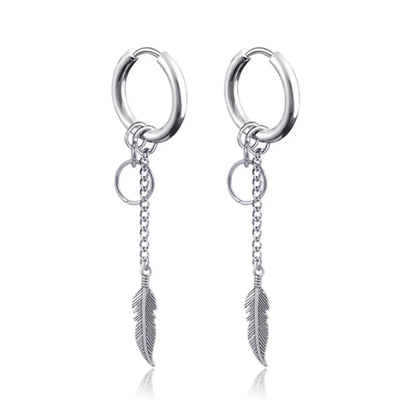 New Punk Stainless Steel Chain Hoop Earrings for Women Men 2021 Trendy Goth Pop Hip Hop Pendants Ear Jewelry Accessories Earring