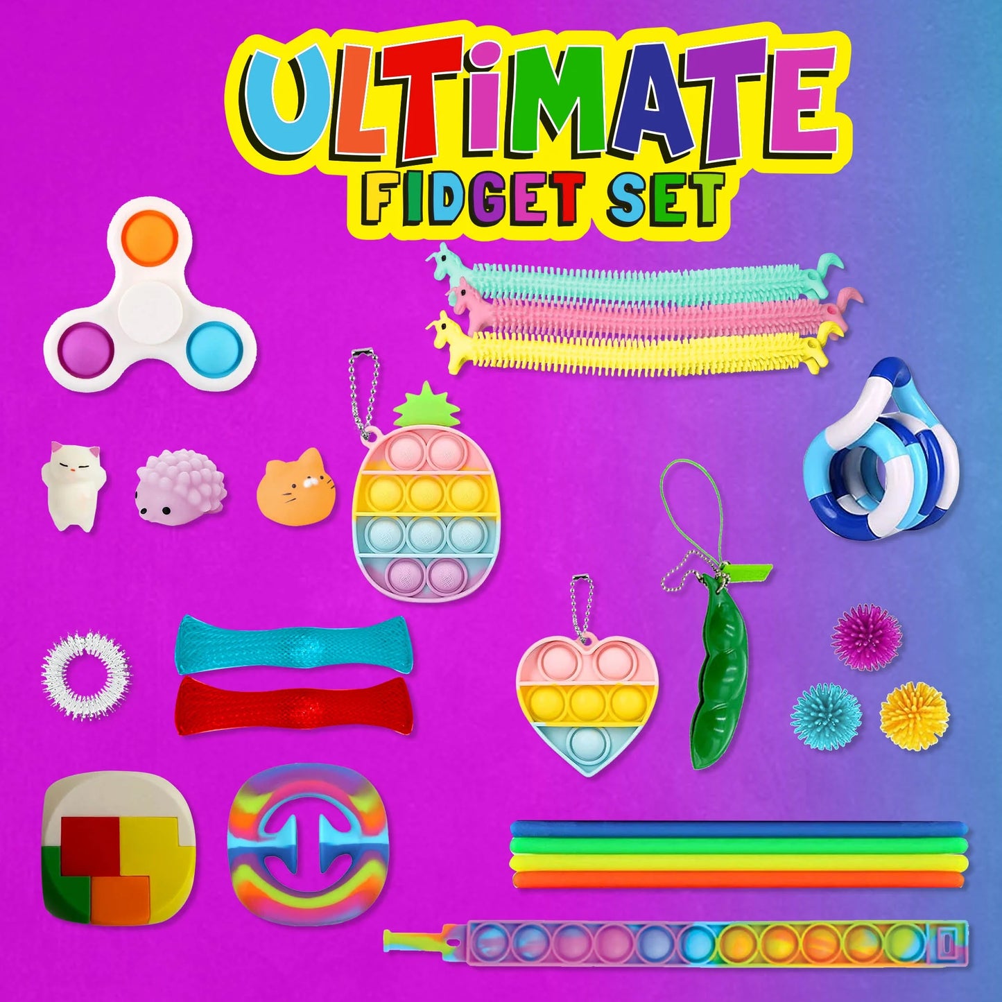 Ultimate 24-Piece Orange Fidget Set for Stress Relief and Focus