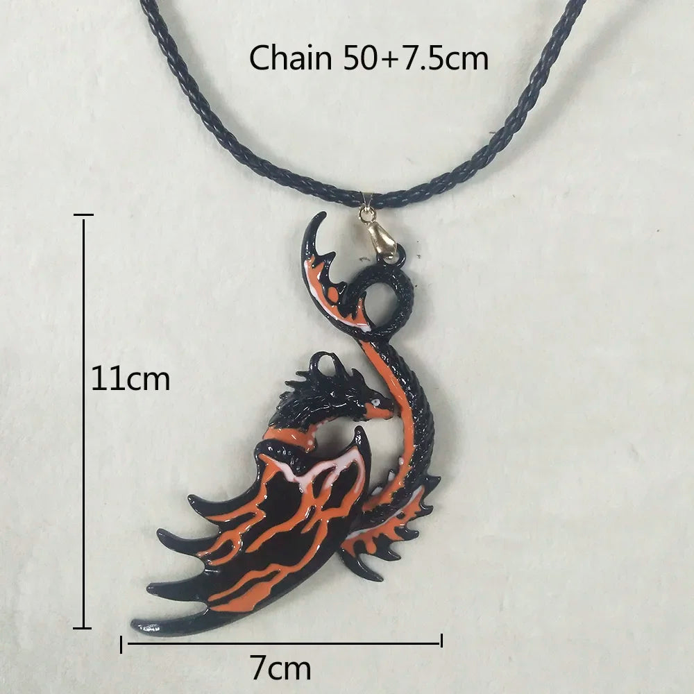 Gothic dragon bat eagle heart rose pendant necklace with intricate metal design, unisex jewelry for costume parties and gothic fashion.