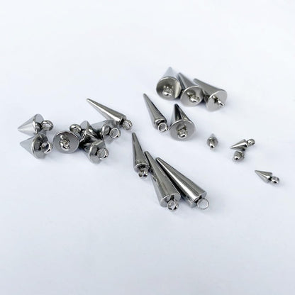 about 48Pcs 4 Size Spike Beads Stainless Steel Charms Cone Pendants Gothic Charms for Jewelry Making Necklace Bracelet Earrings DIY Craft