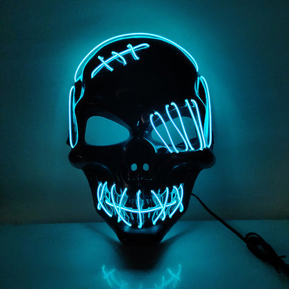 Glowing One-Eyed Pirate Mask for Halloween - LED EL Wire Cosplay Mask for Spooky Parties and Festivals