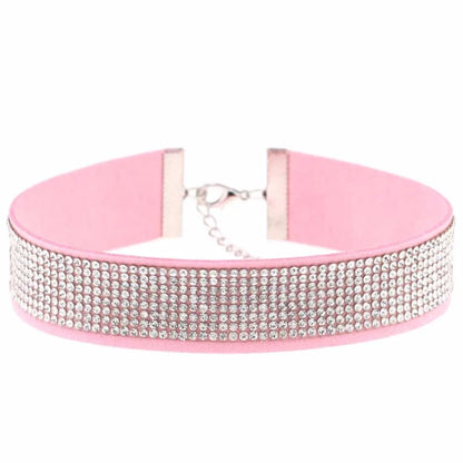 Trendy Harajuku crystal choker necklace with gothic PU leather collar, perfect for punk fashion lovers.