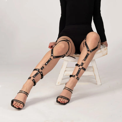 Women Fashion Leather Suspender for Legs Street Style Straps Thigh Bondage Harness Caged Leg Harness Goth Clothing Accessories