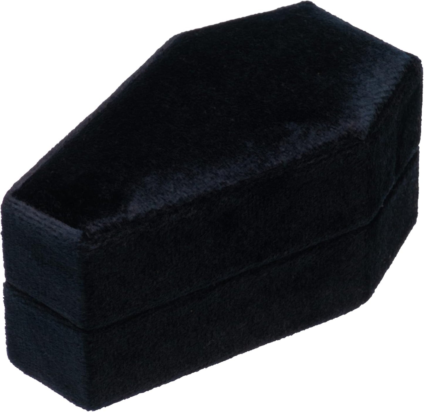 Velvet Coffin Ring Box Case Holder 3 Slots for Gothic Wedding Ceremony,Gothic Jewelry Organizer Decorations (Black)