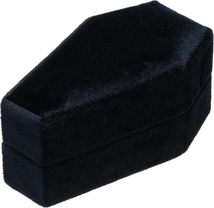 Velvet Coffin Ring Box Case Holder 3 Slots for Gothic Wedding Ceremony,Gothic Jewelry Organizer Decorations (Black)