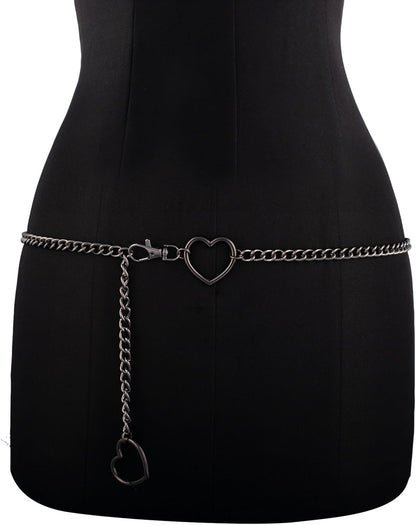 FNQUFUJ vintage heart waist chain, adjustable body jewelry for dresses and jeans, featuring a stylish heart design.