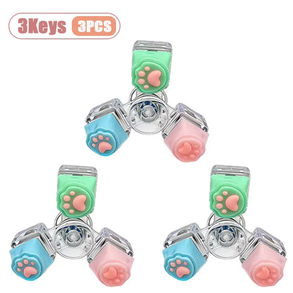 Cat Paw Clicker Keychain with LED Light - Stress Relief Fidget Toy for Anxiety - Portable and Fun!
