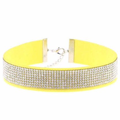 Trendy Harajuku crystal choker necklace with gothic PU leather collar, perfect for punk fashion enthusiasts.