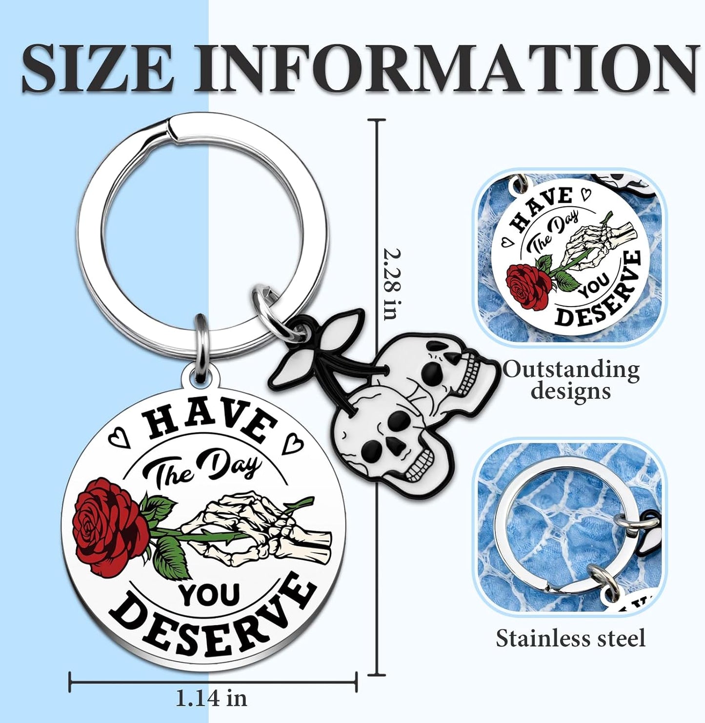 Wrpixe gothic skull keychain with spooky design, featuring a detailed skull charm perfect for Halloween or Valentine's Day gift.