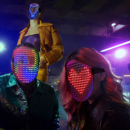 Transform Your Look with the LED Gesture Sensing Glow Mask - Perfect for Halloween, Raves, and Masquerades!