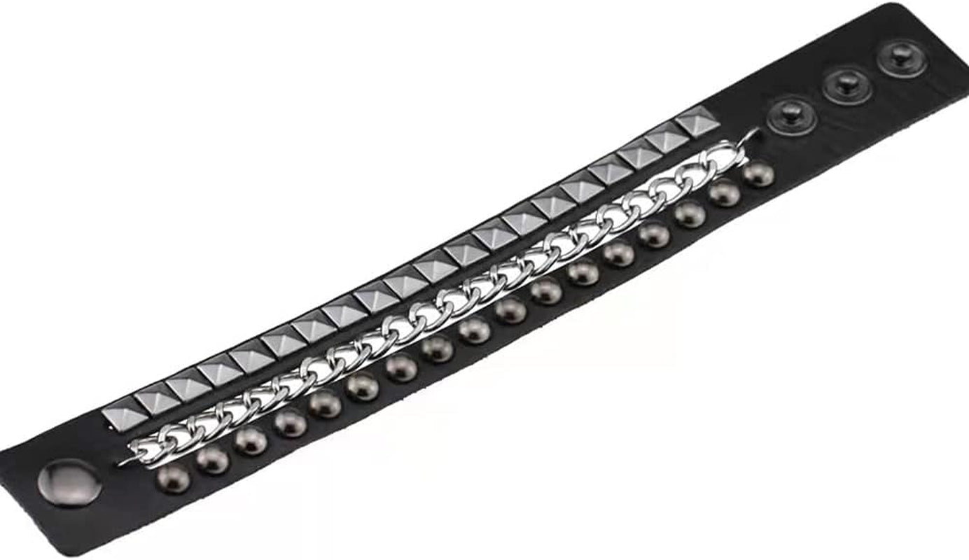 Stylish punk leather bracelet with metal studs for men and women, edgy goth wristband by BaBakiak.