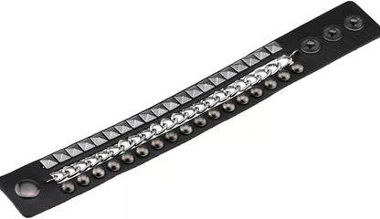Stylish punk leather bracelet with metal studs for men and women, edgy goth wristband by BaBakiak.