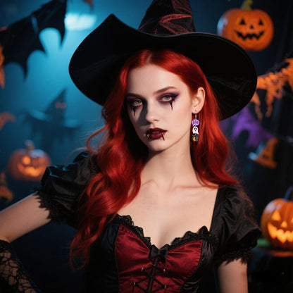 Halloween Earrings for Women Goth Ghost Drop Dangle Earrings Punk Pumpkin Earring Witch Earring Halloween Costume Jewelry Accessories Emo Accessories