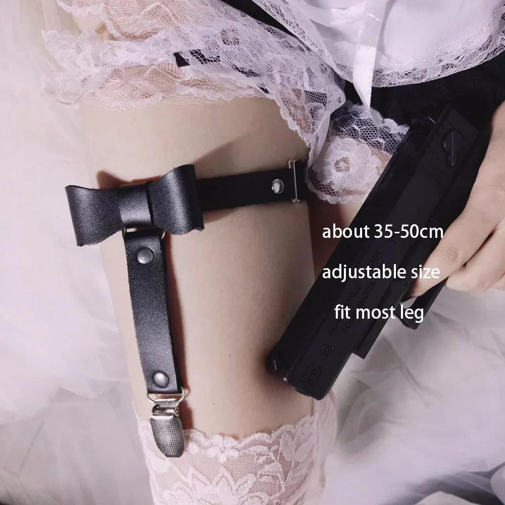 Sexy Leather Heart Belt Elastic Leg Thigh Garter Girl Women Harness Goth Accessories Black Gothic Rivet Punk Anklet