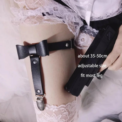 Sexy Leather Heart Belt Elastic Leg Thigh Garter Girl Women Harness Goth Accessories Black Gothic Rivet Punk Anklet